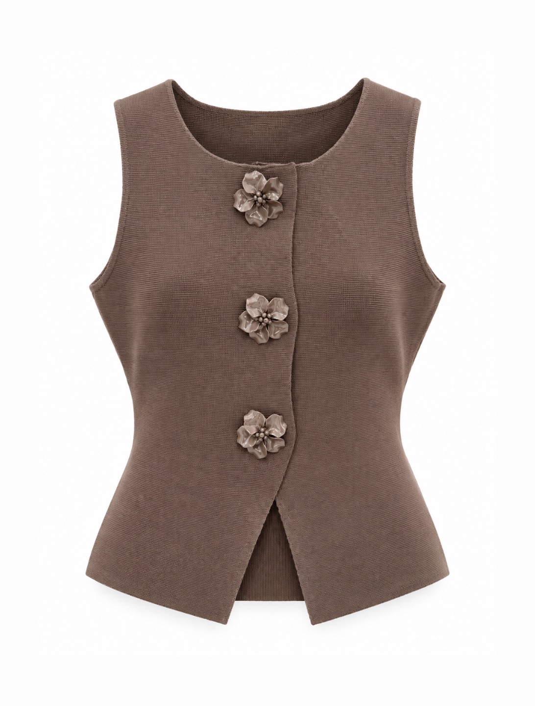 Flower Button Knit Vest 2