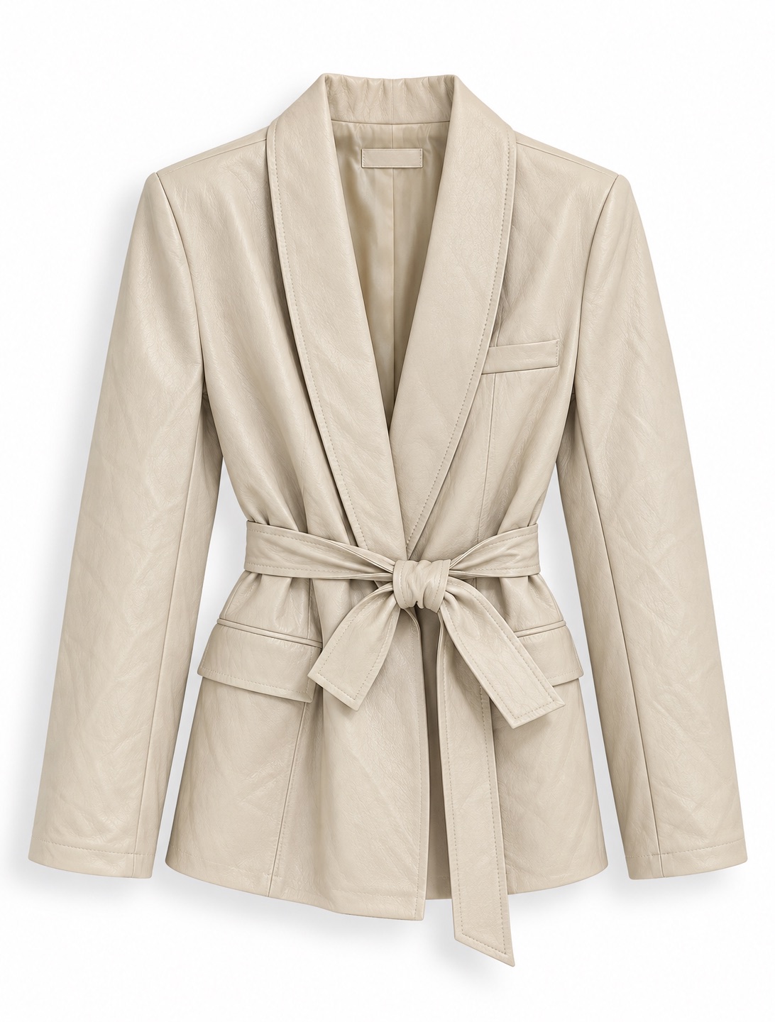 Belted Leather-Effect Blazer 2