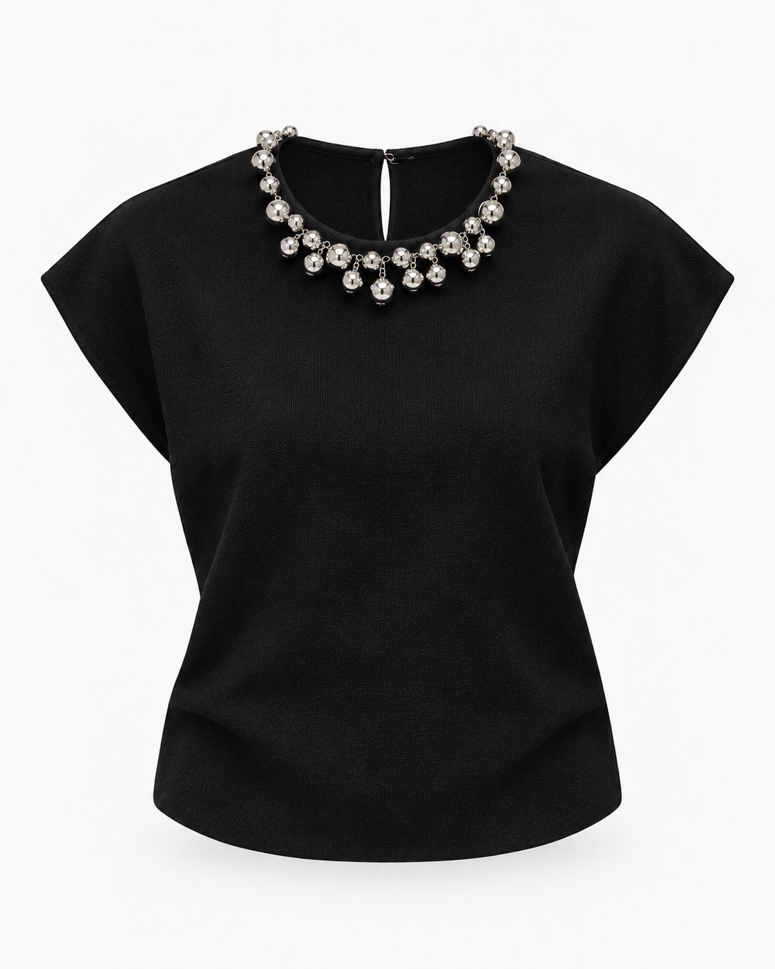 Beaded Neckline Knit Top 2