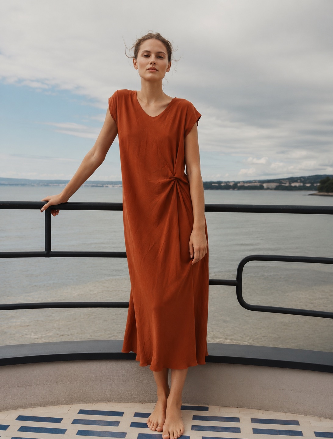 Satin Twist-Waist Dress