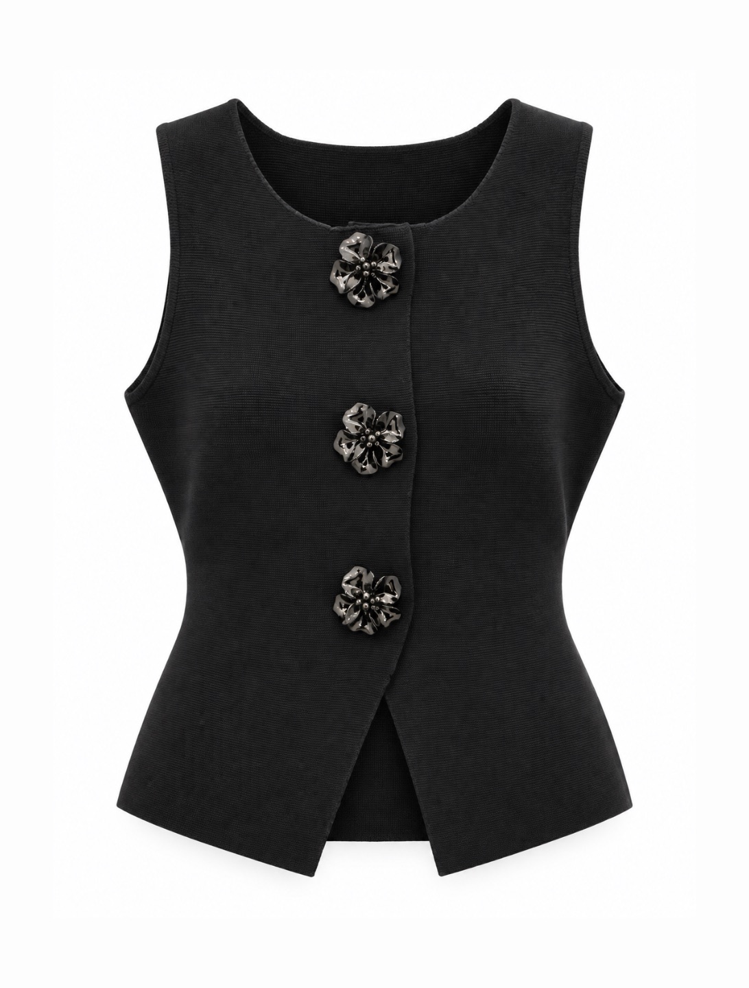 Flower Button Knit Vest 3