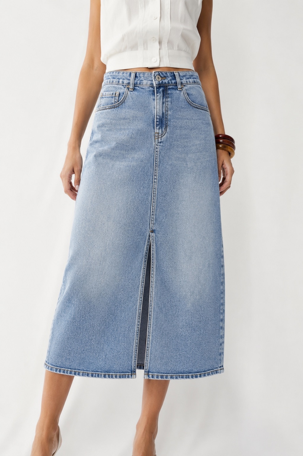 Denim Midi Skirt