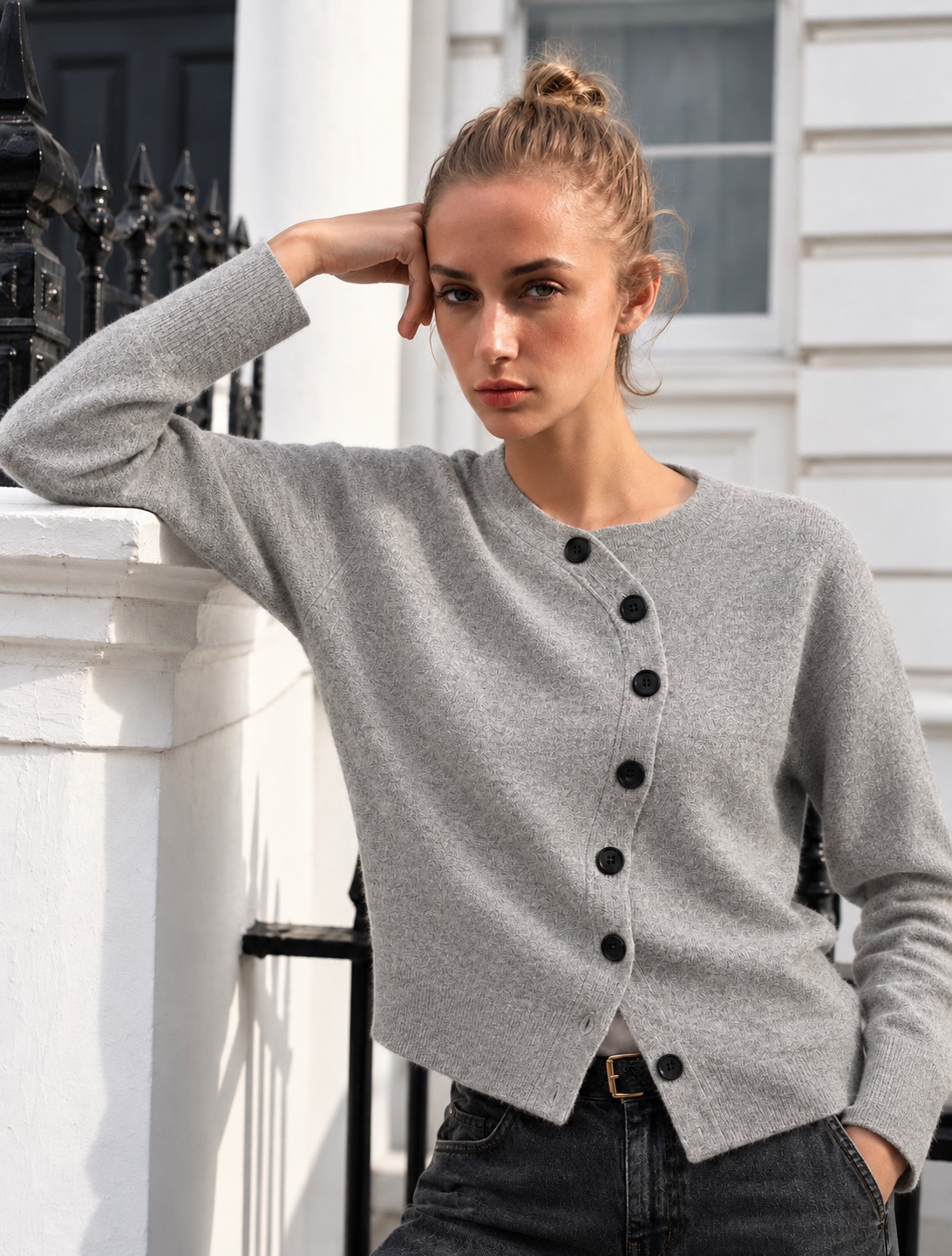 Asymmetric Button Cardigan
