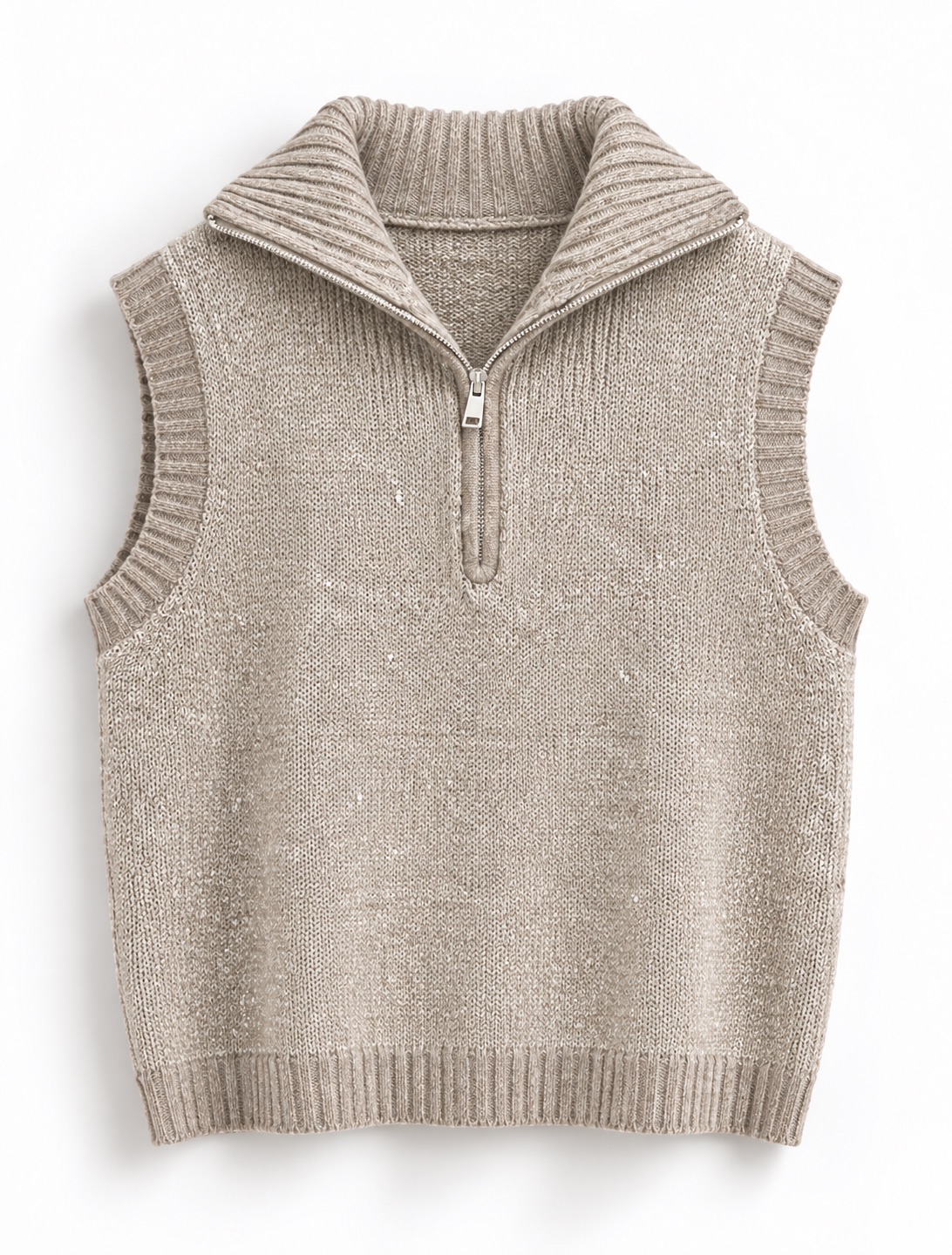 Speckled Knit Half-Zip Vest 3