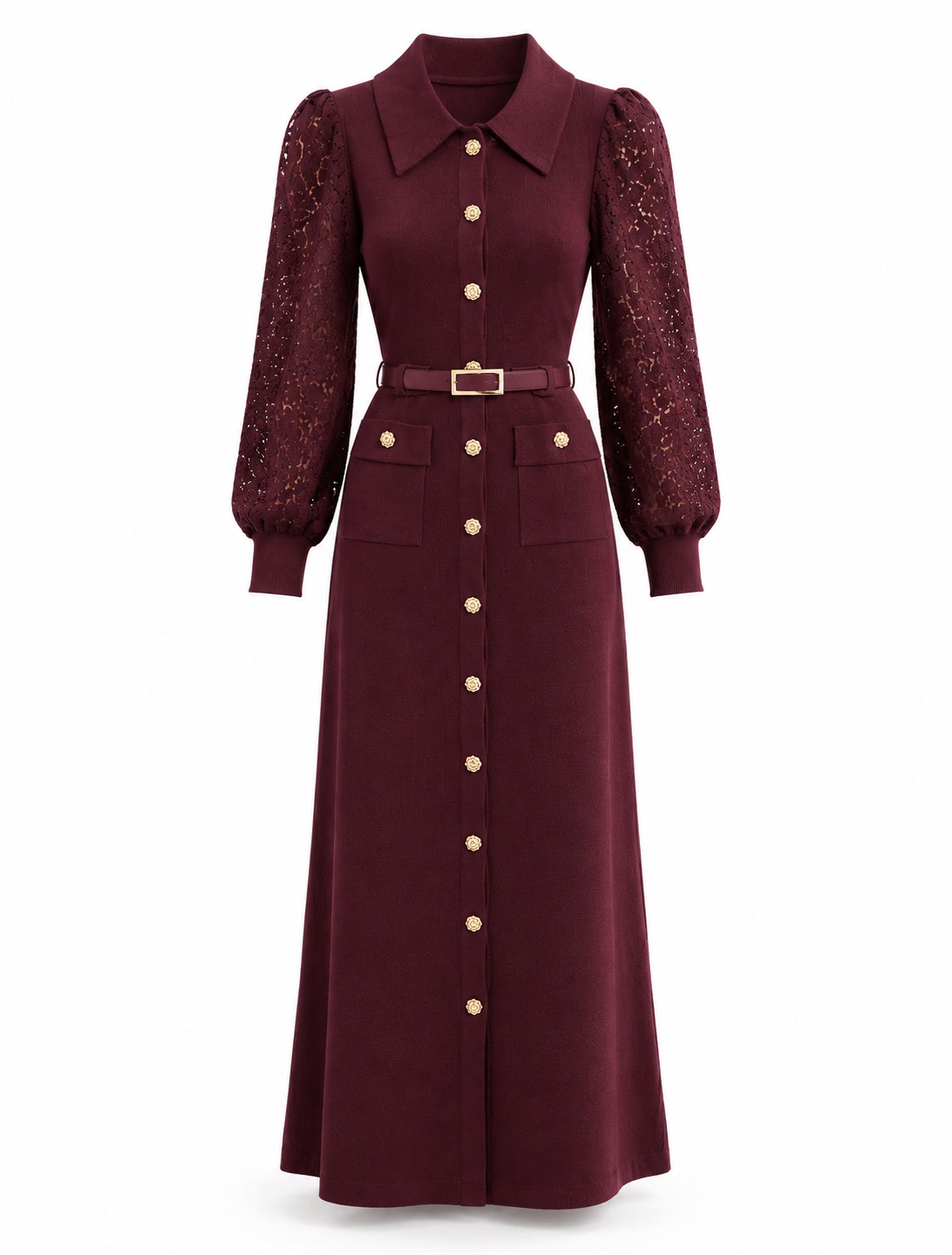 Lace Sleeve Shirt Dress 4
