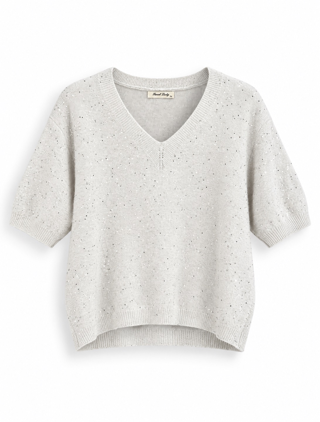 Sequin V-Neck Knit Top 3