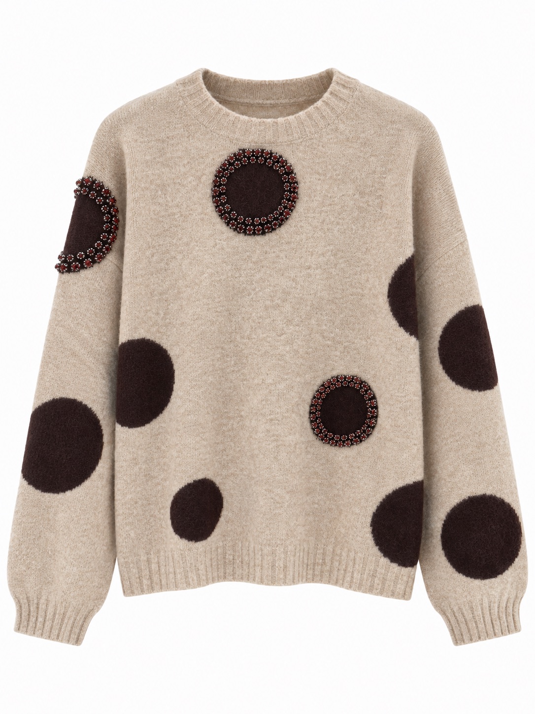 Embellished Polka Dot Knit Sweater 4