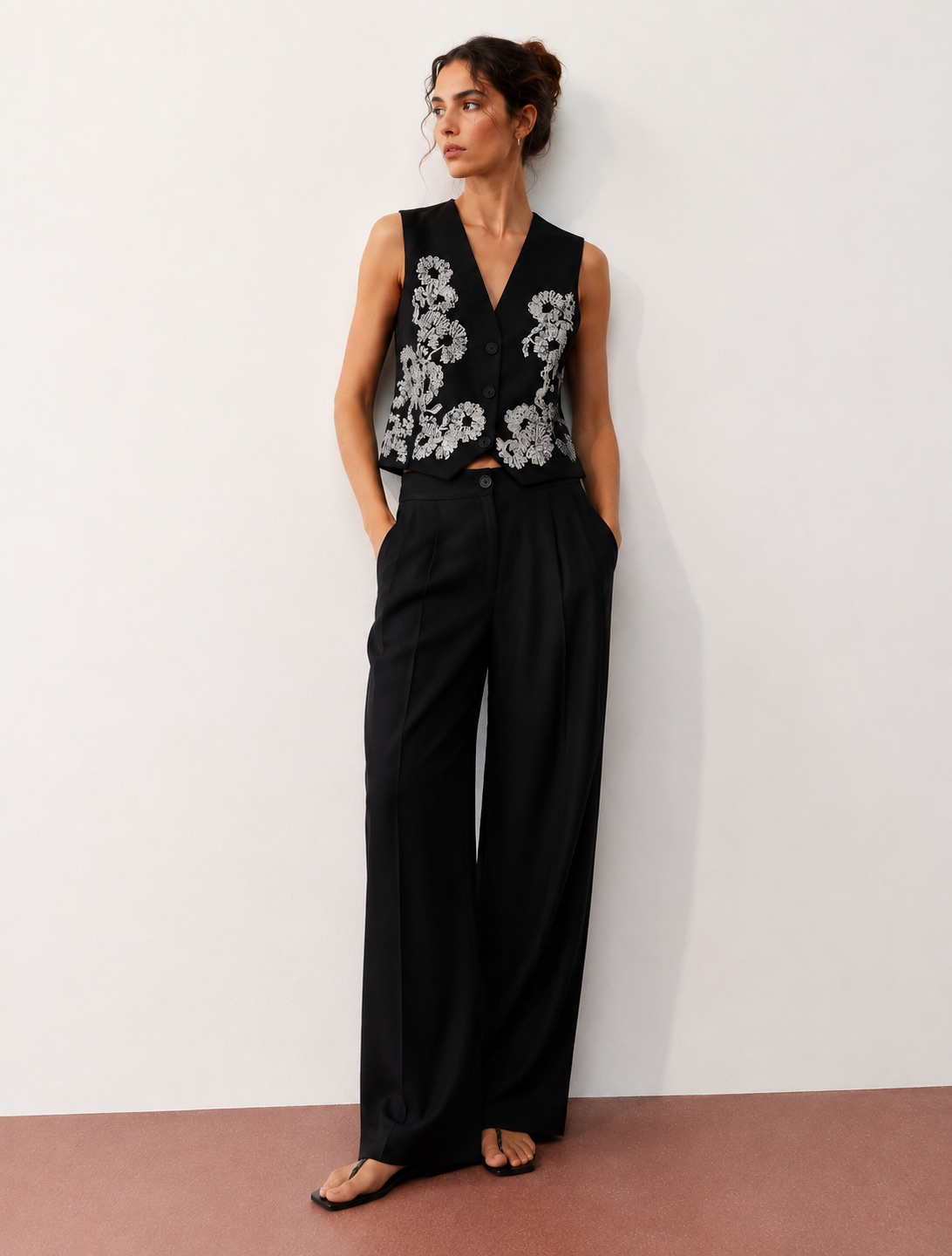 Embroidered Vest & Trousers Set