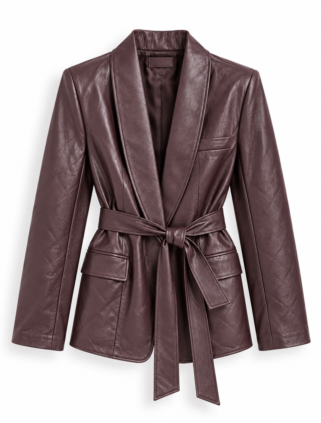 Belted Leather-Effect Blazer 4