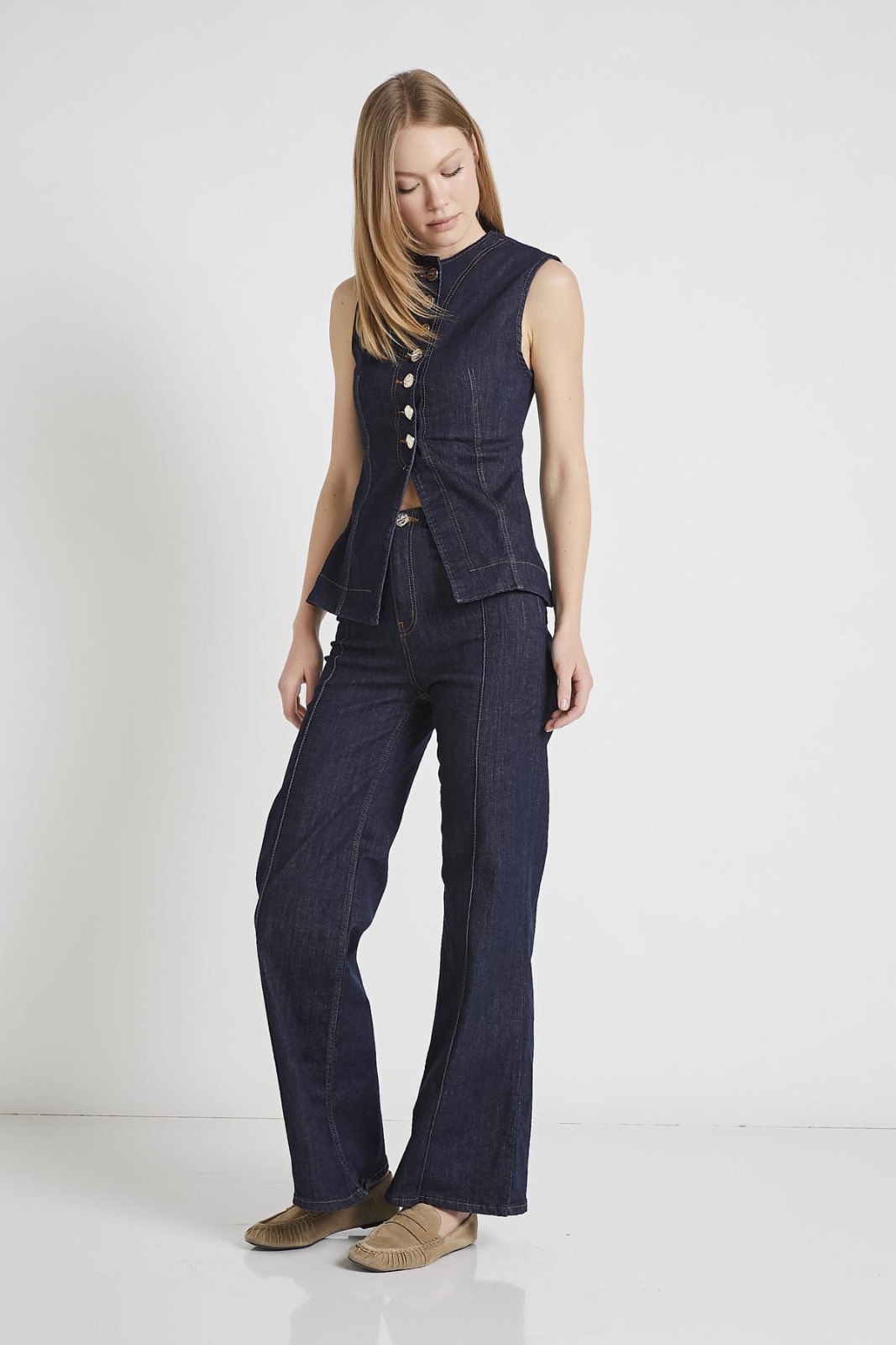 Denim Button-Front Vest 3