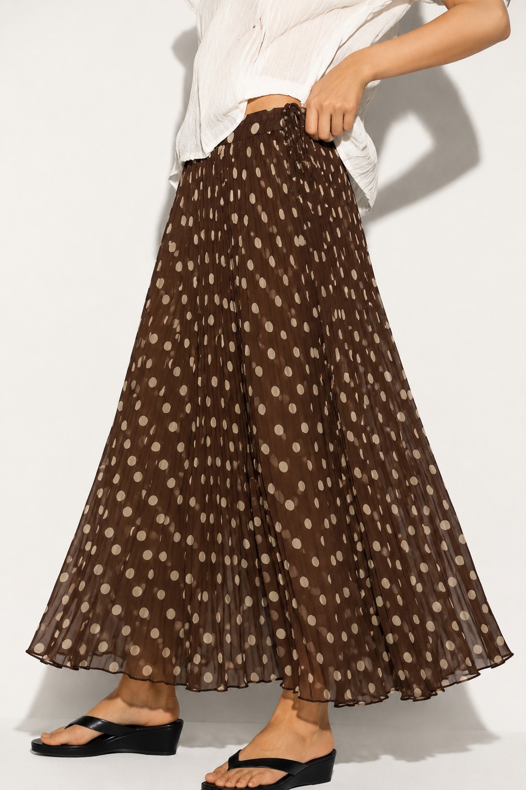 Polka Dot Pleated Skirt