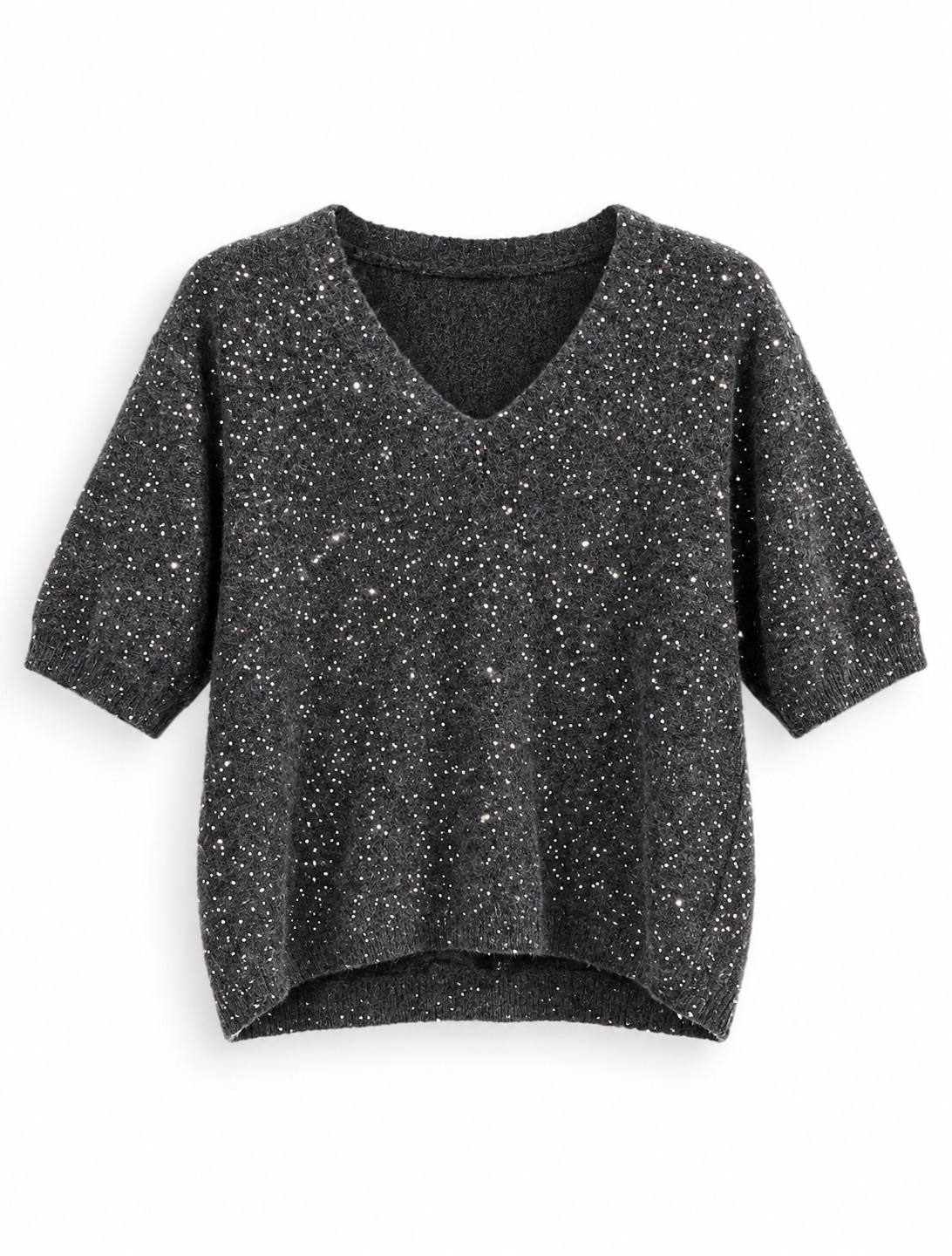 Sequin V-Neck Knit Top 4