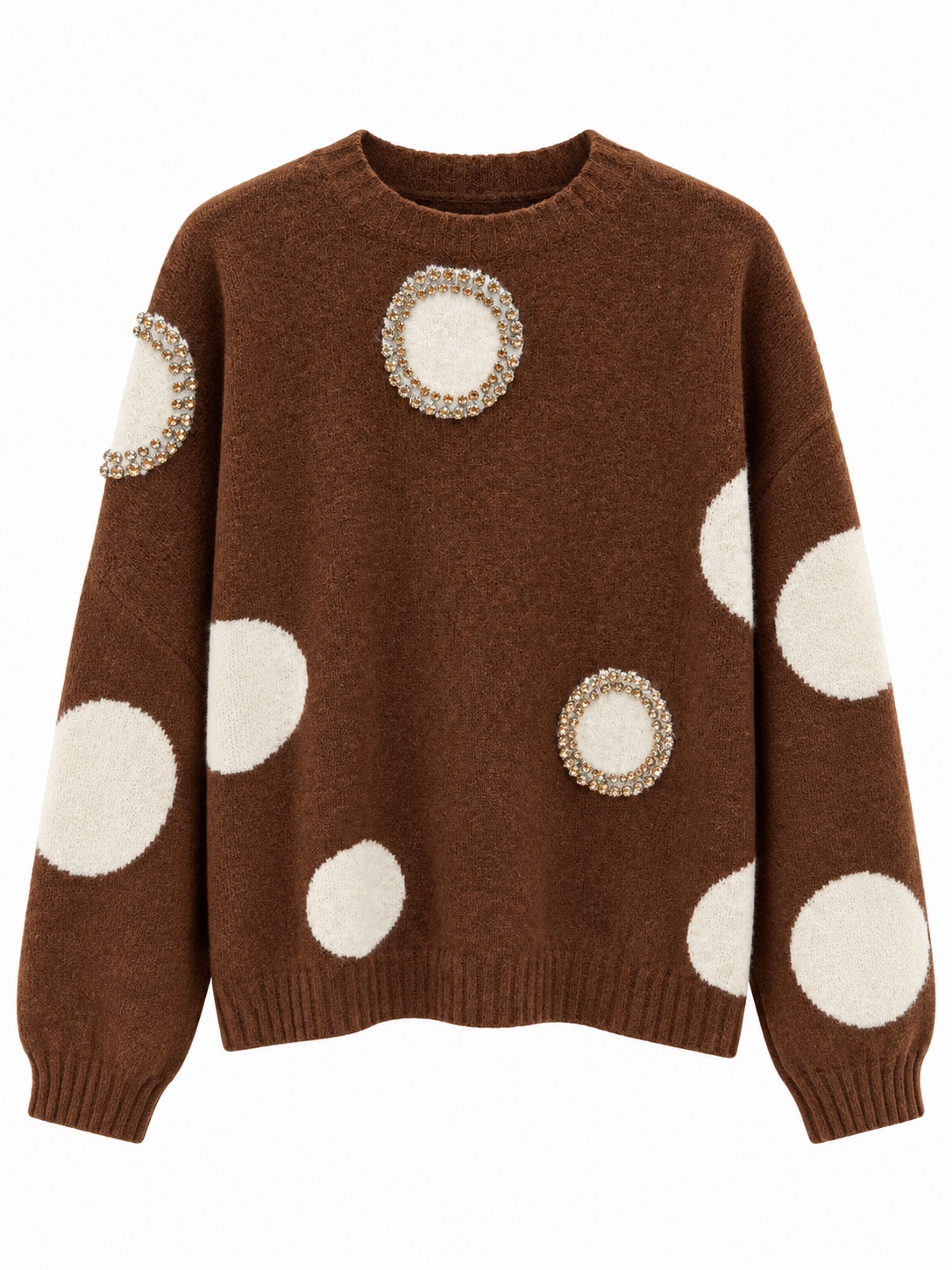 Embellished Polka Dot Knit Sweater 2