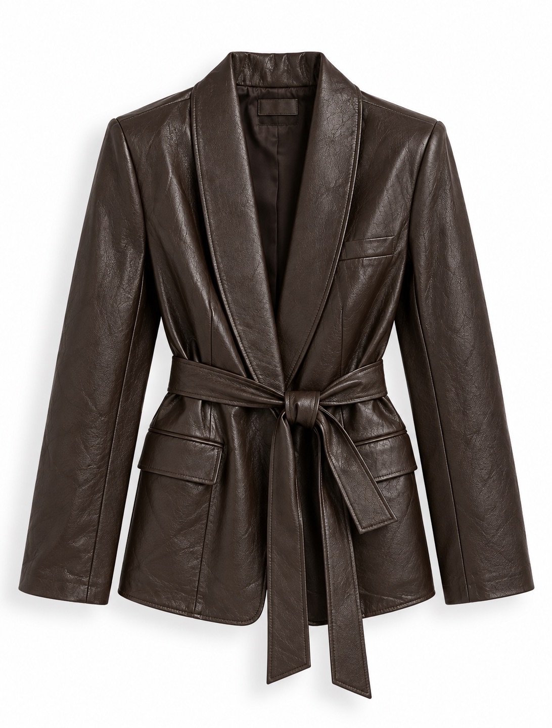 Belted Leather-Effect Blazer 3