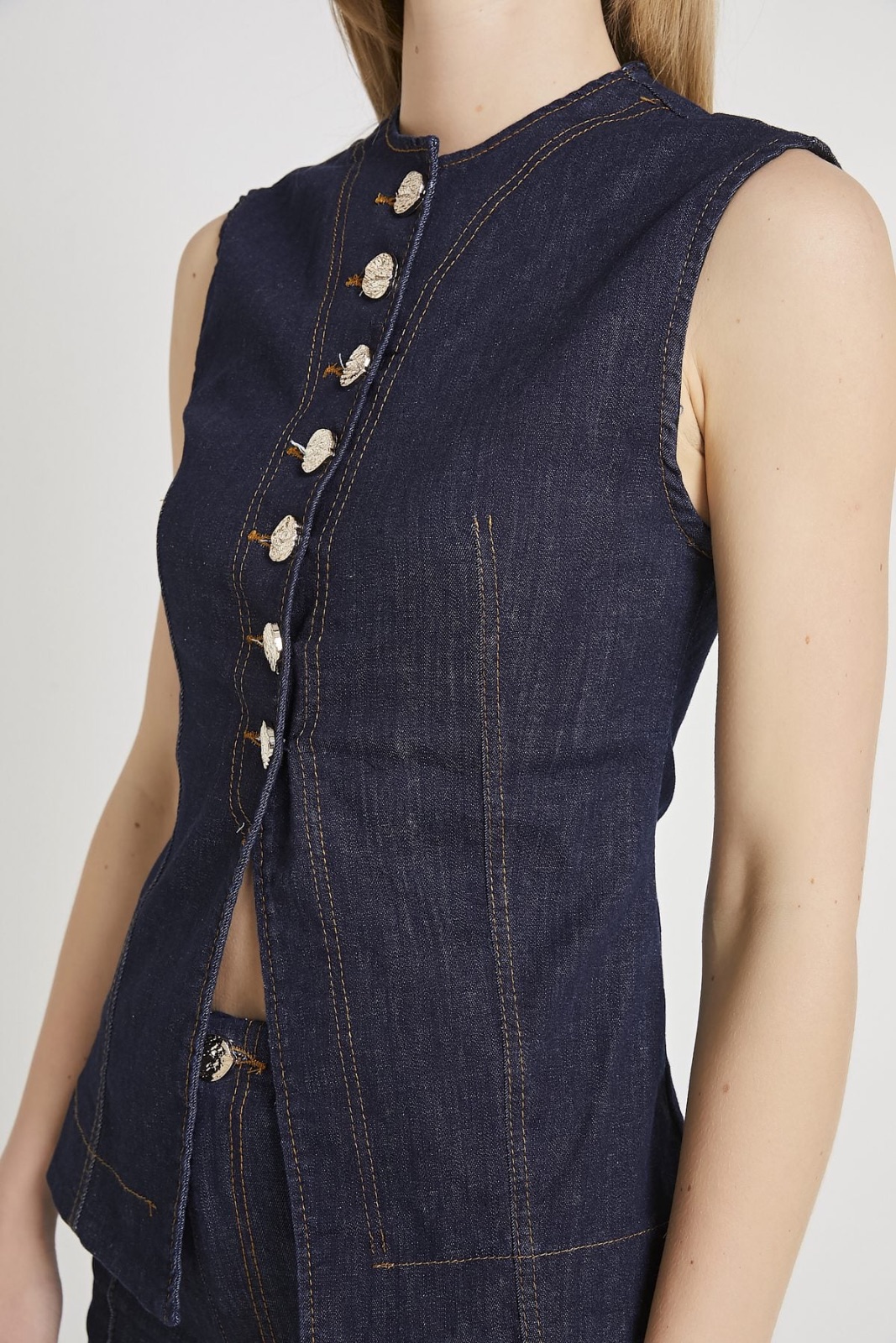 Denim Button-Front Vest 4