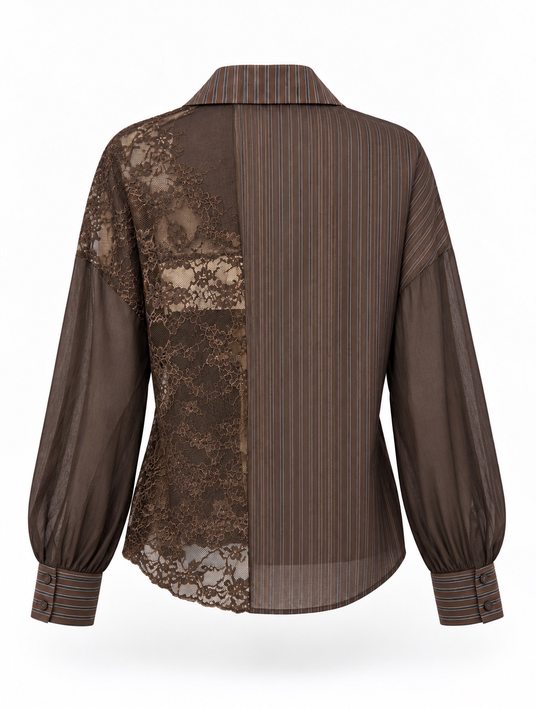Lace & Striped Panel Shirt 3