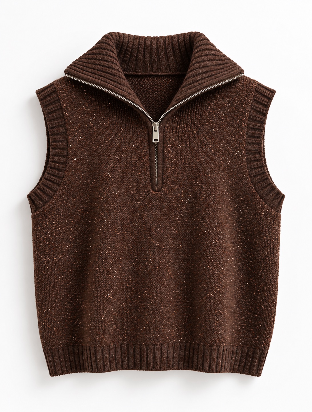 Speckled Knit Half-Zip Vest 5