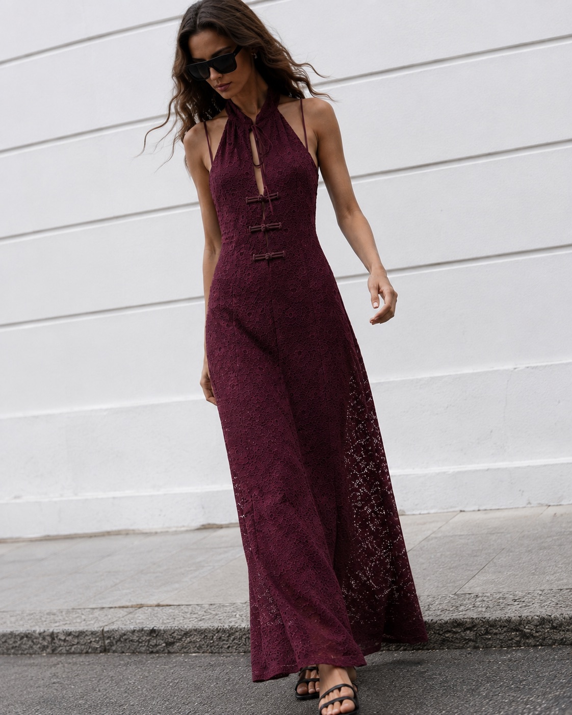 Lace Halter Maxi Dress