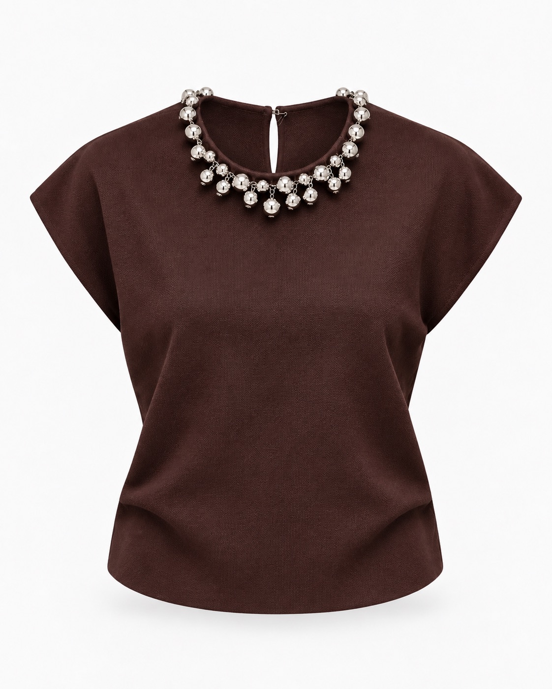 Beaded Neckline Knit Top 3