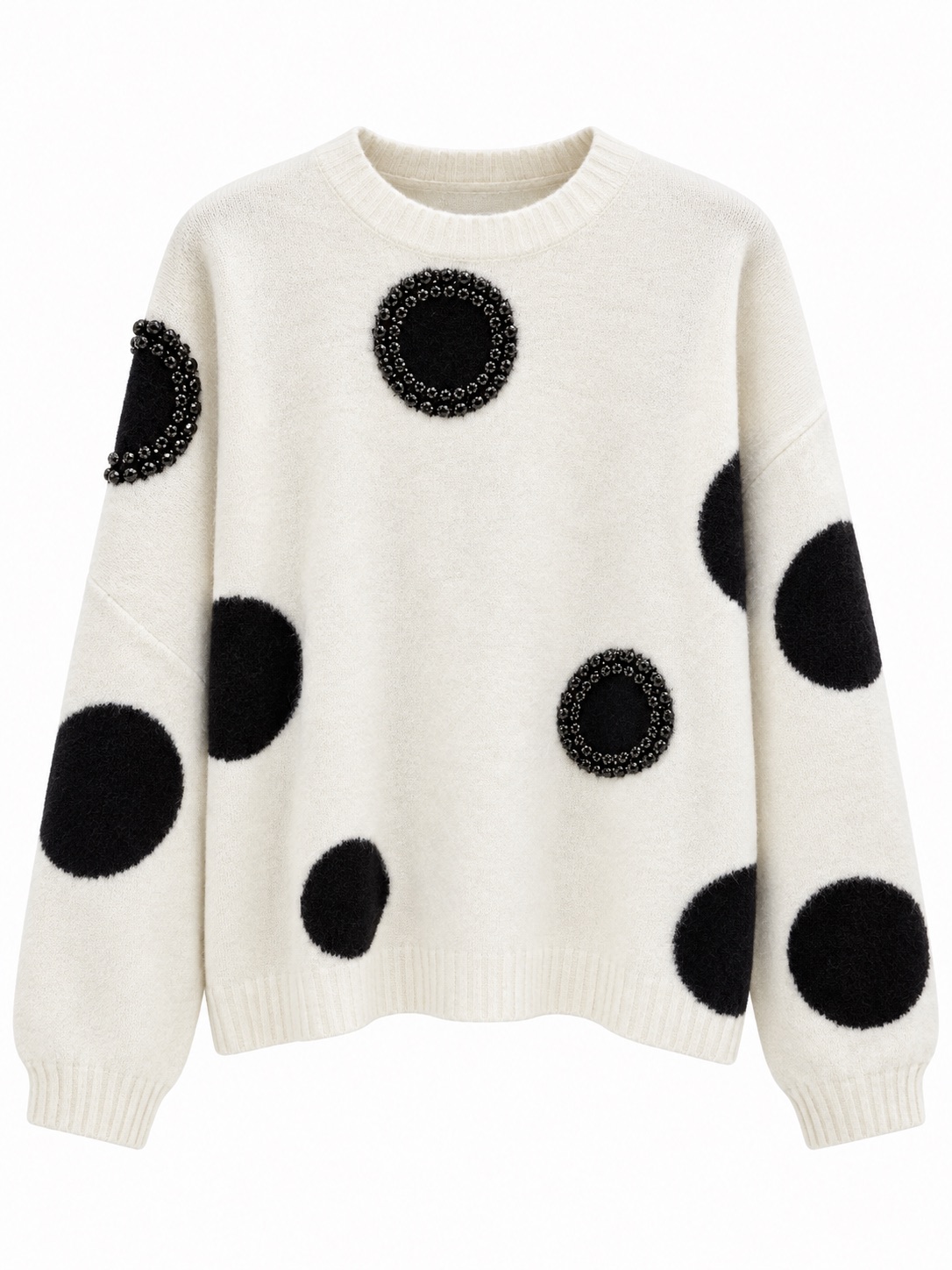 Embellished Polka Dot Knit Sweater 5