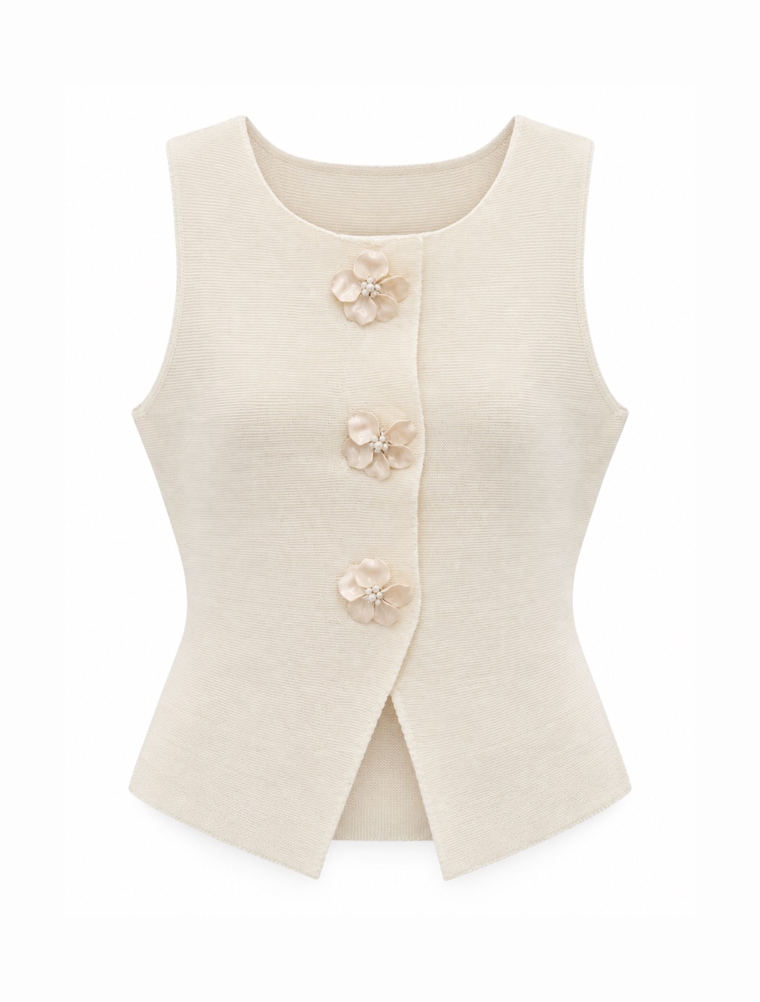 Flower Button Knit Vest 4