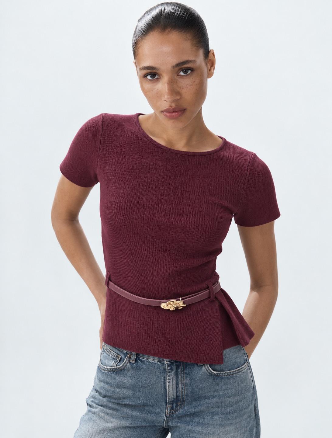 Belted Short-Sleeve Top