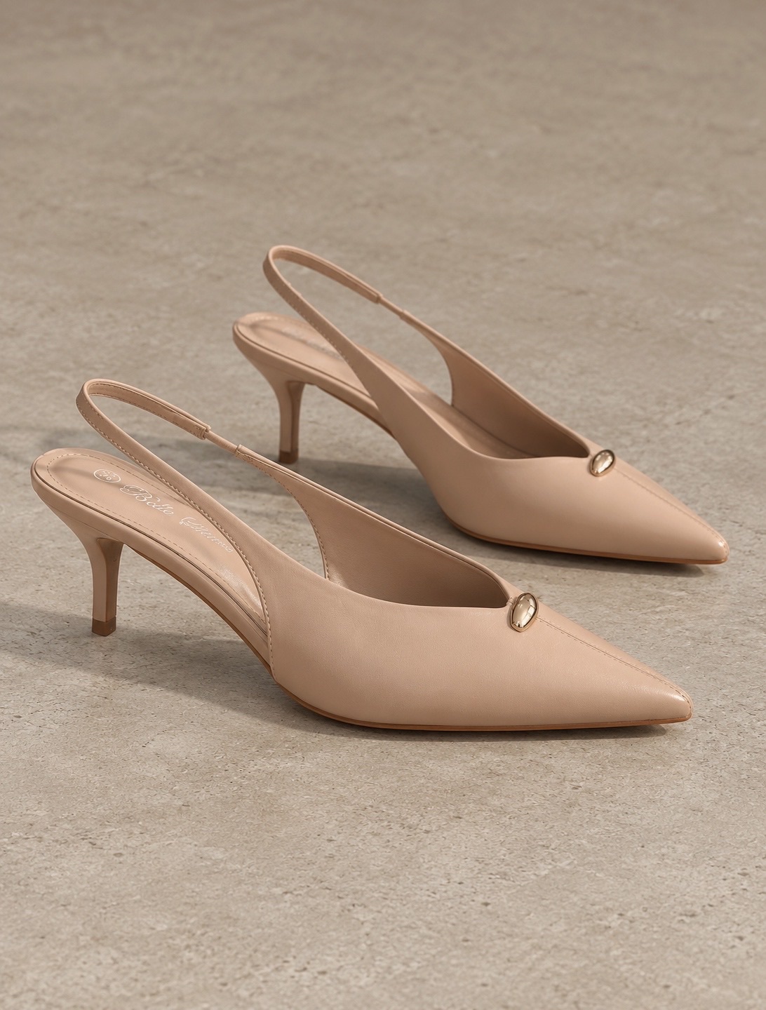 Gold Detail Slingback Heels 2