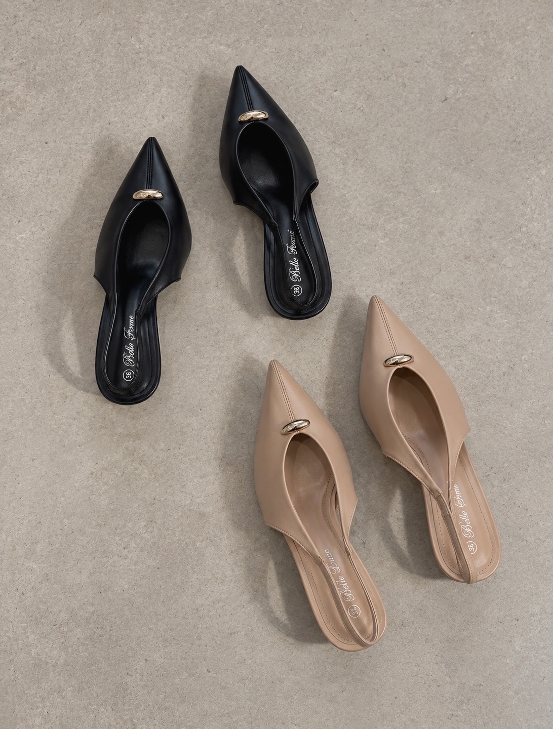 Gold Detail Slingback Heels