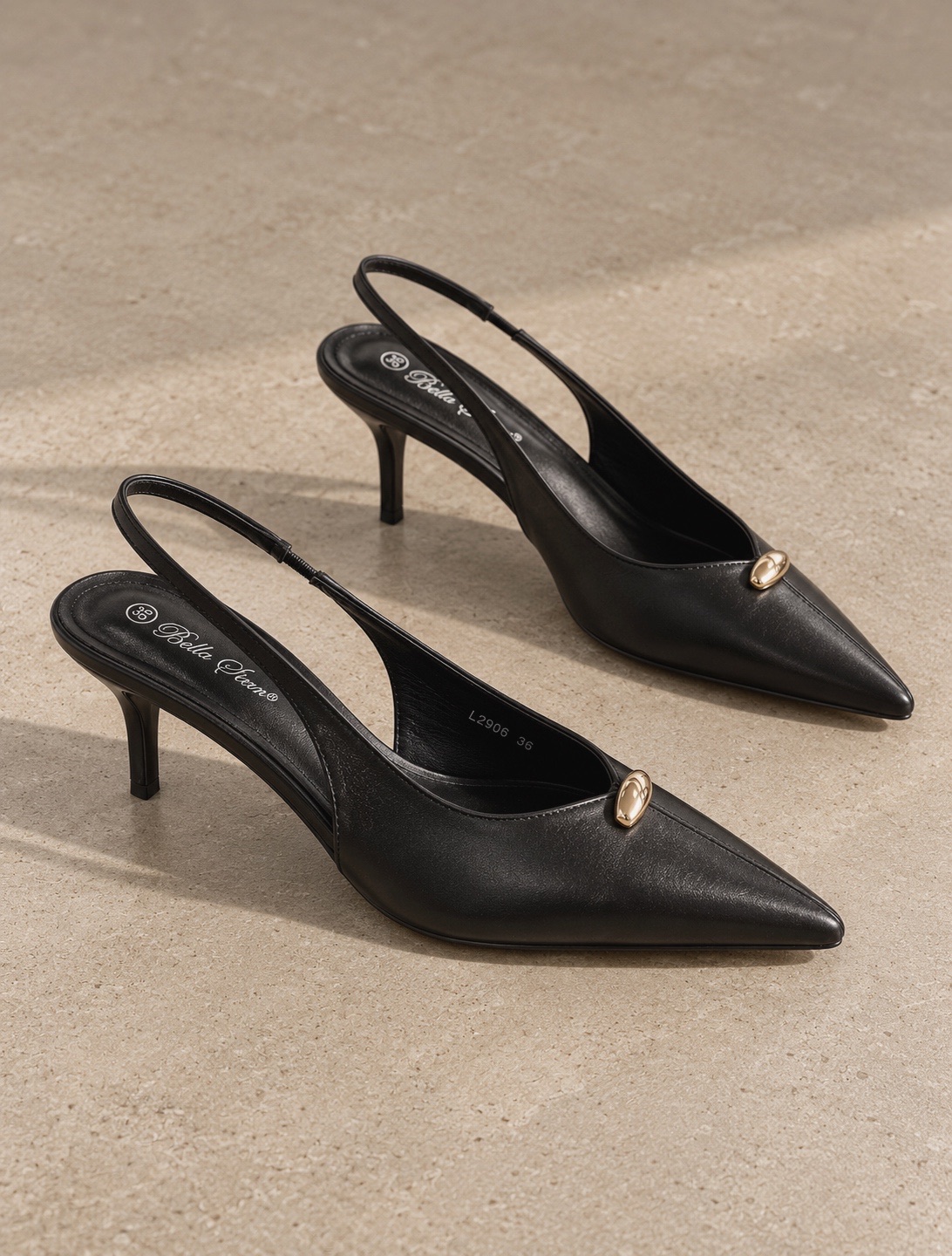 Gold Detail Slingback Heels 3