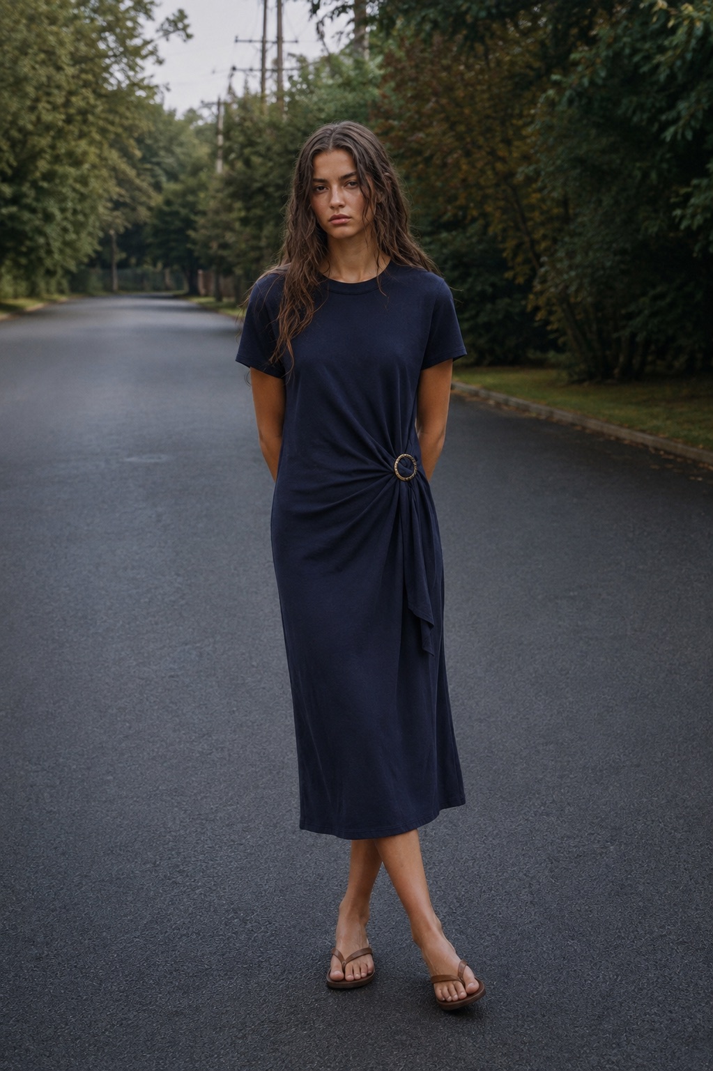 Ring Detail Midi Dress