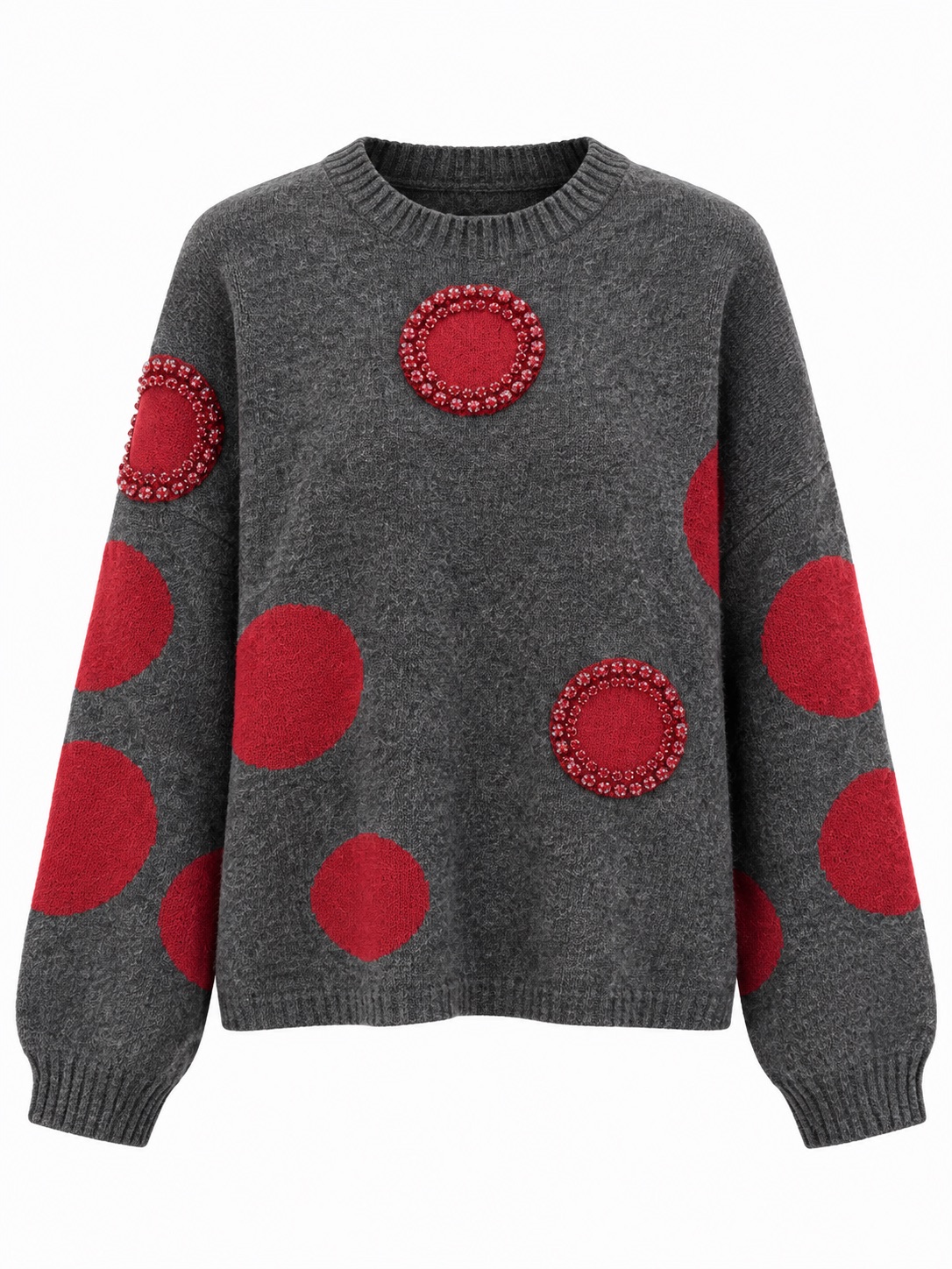 Embellished Polka Dot Knit Sweater 6