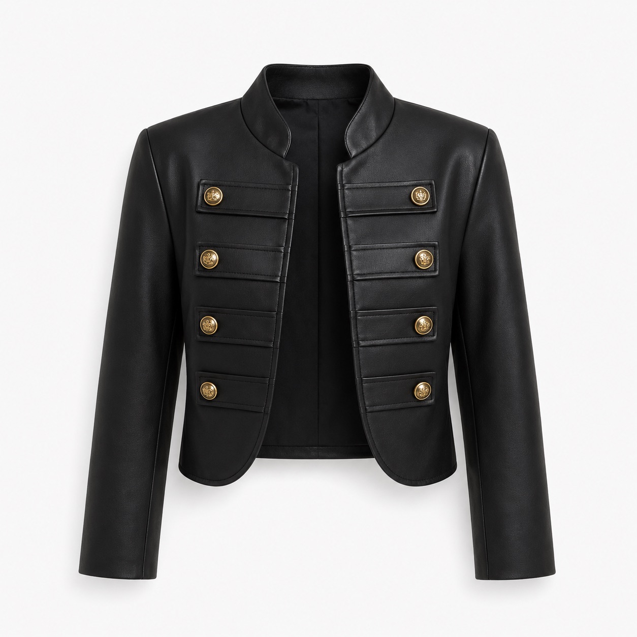 Leather-Effect Cropped Blazer 2