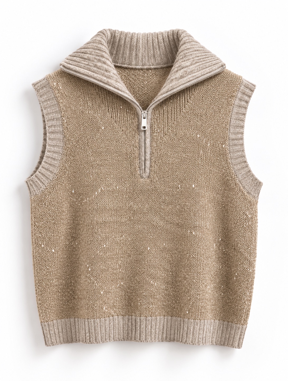 Speckled Knit Half-Zip Vest 4