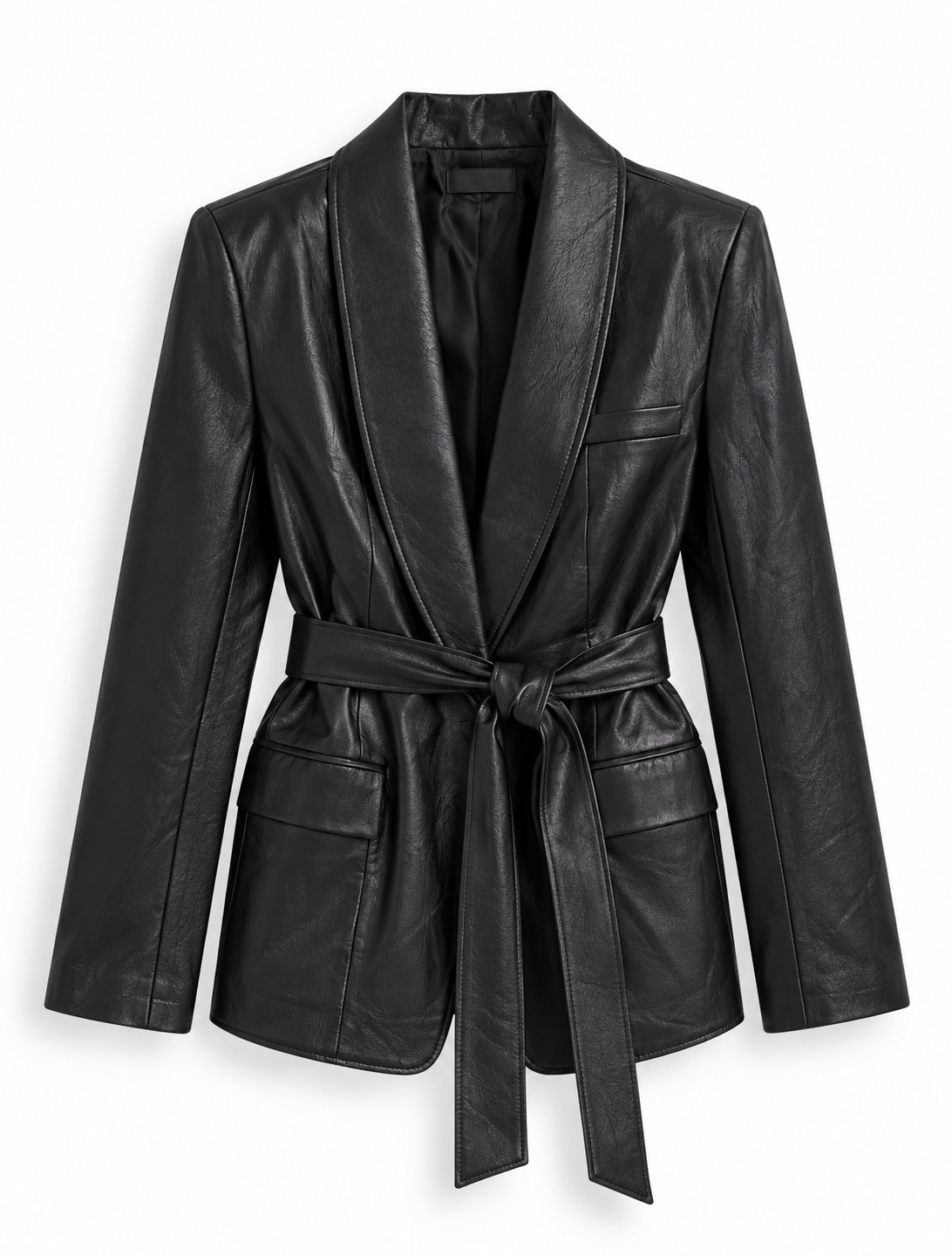 Belted Leather-Effect Blazer 5