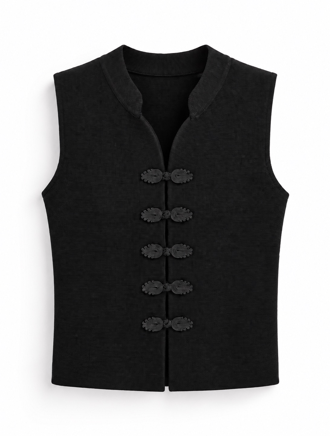 Mandarin Collar Knit Vest 2
