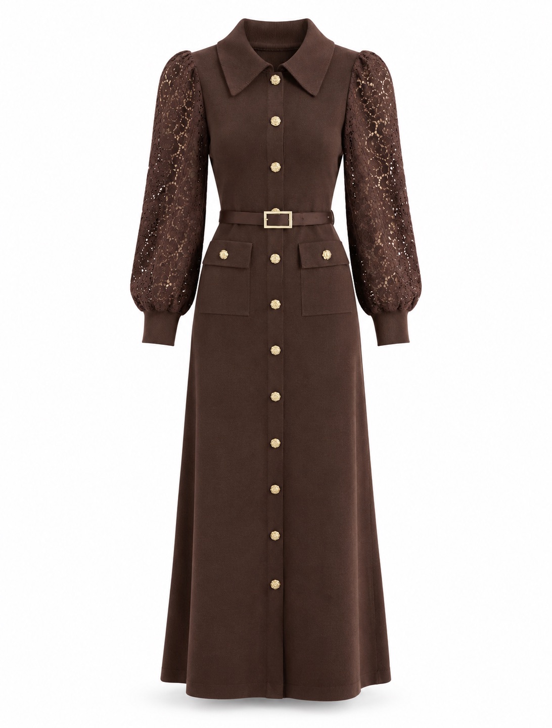 Lace Sleeve Shirt Dress 3